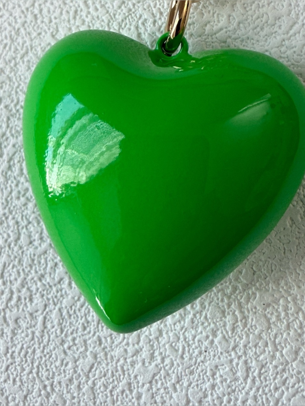Roxanne Assoulin big puffy  Bright Green Heart Pendant